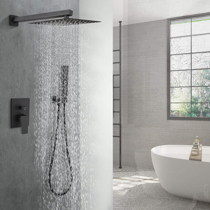 12-in Rain Shower Head Wall Mount Dual Head Waterfall Built-In Shower System