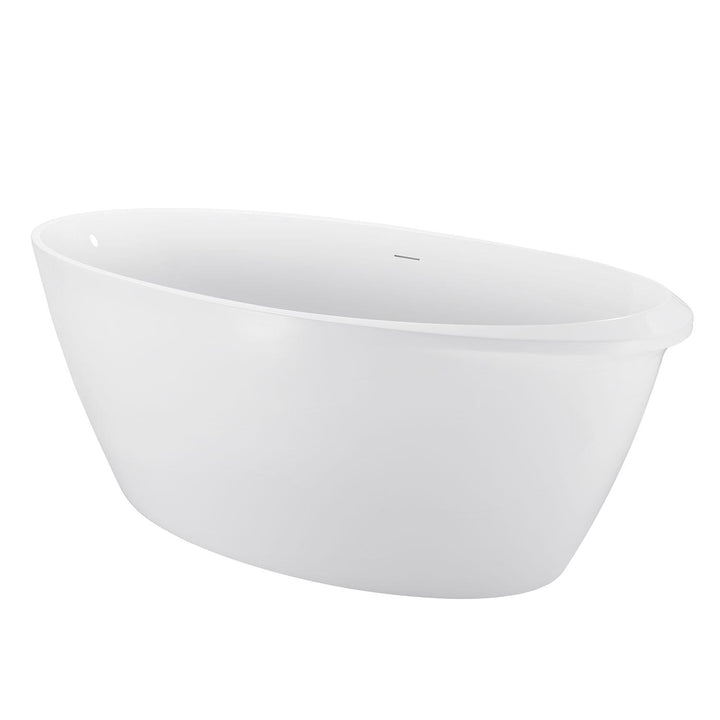 59"  White Acrylic Freestanding Contemporary Soaking Bathtub
