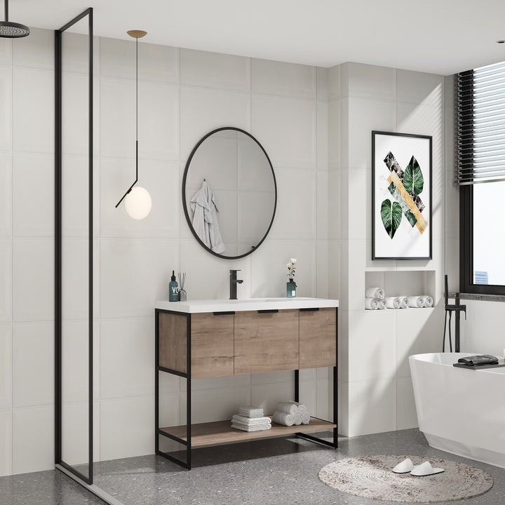 36 in. Bathroom Vanity white Resin Basin Top