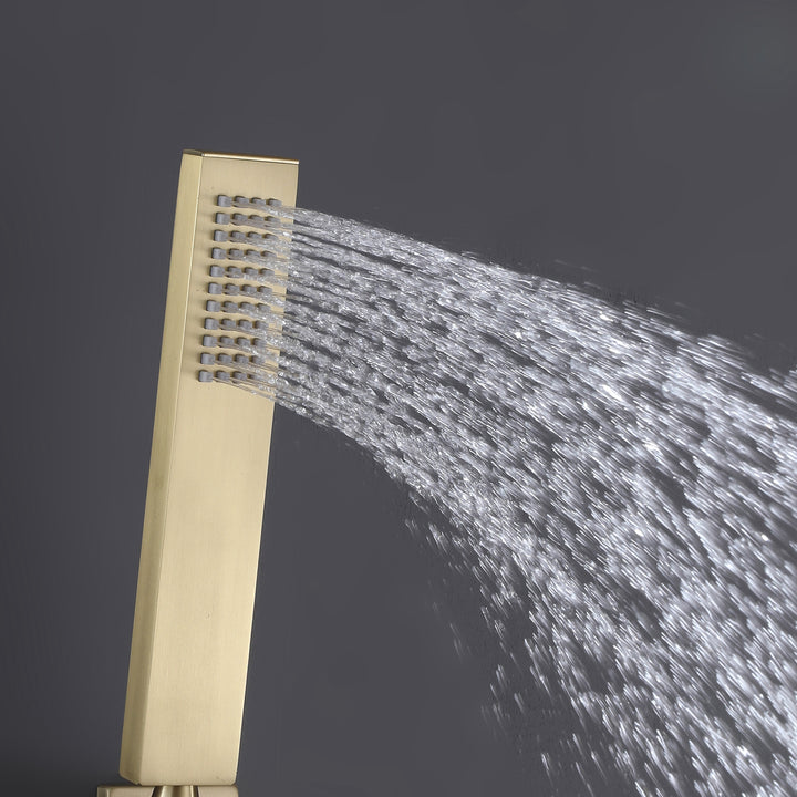 Wall Mounted Golden 3 Handle Thermostatic Shower System With 3 Body Jets