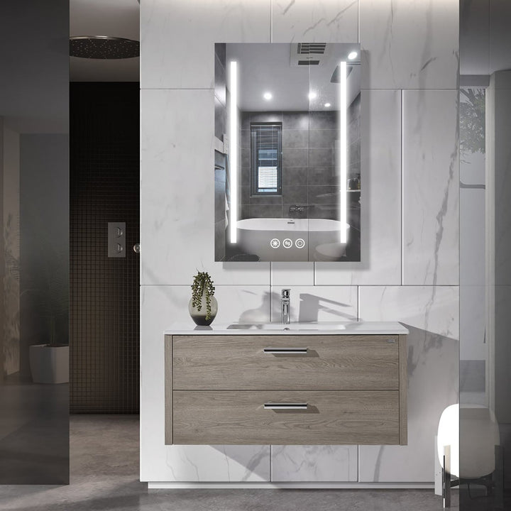 20 in. W x 30 in. H Frameless Rectangular LED Single Bathroom Vanity Mirror in Polished Crystal