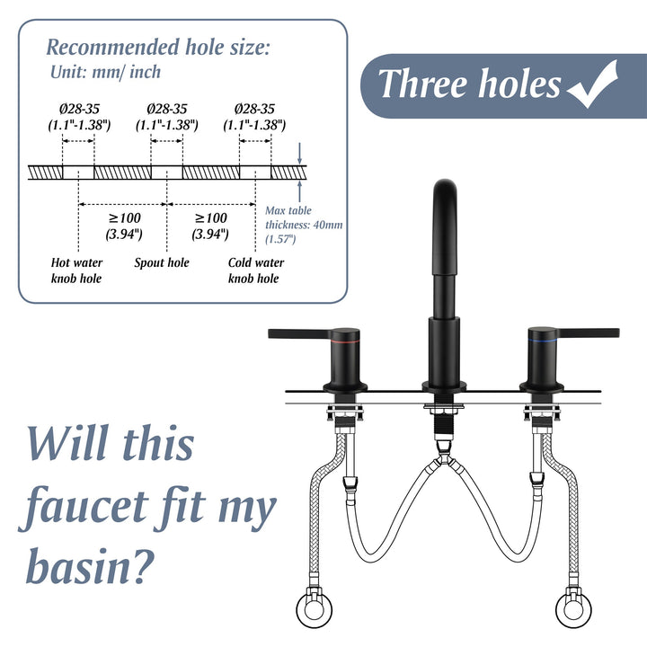 8 in. Widespread Double Handle 3 Hole Brass Bathroom Sink Faucet