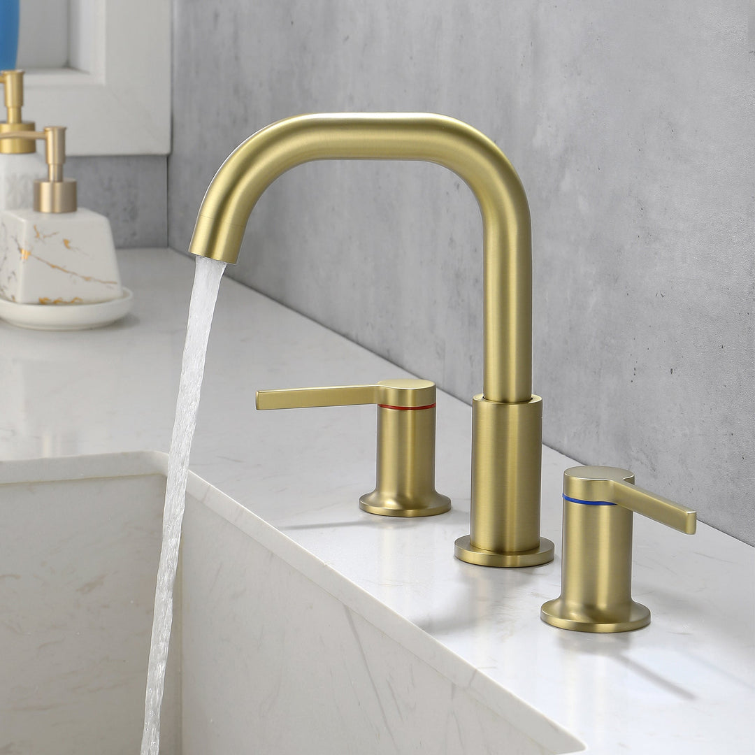 8 in. Widespread Double Handle Brass 3 Hole Bathroom Sink Faucet