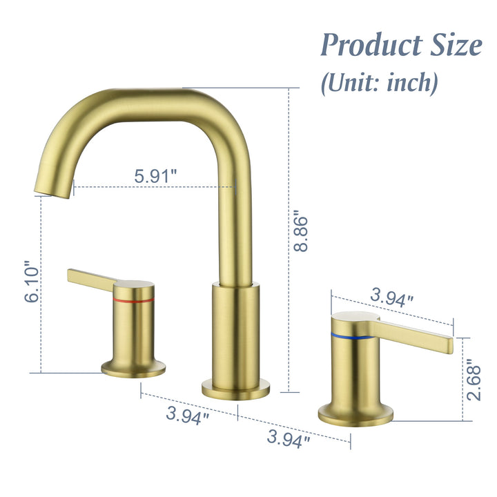 8 in. Widespread Double Handle Brass 3 Hole Bathroom Sink Faucet