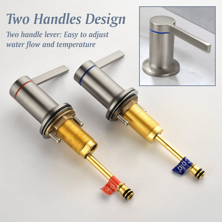 8 in. Widespread Double Handle Brass 3 Hole Bathroom Sink Faucet