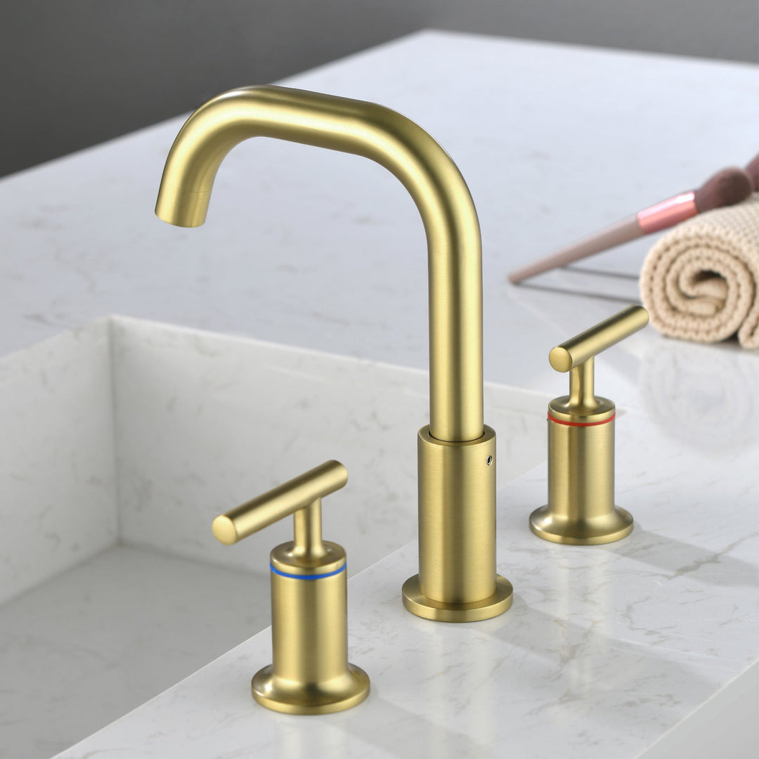 8 in. Brass Double Handle 3-Hole Widespread Bathroom Sink Faucet