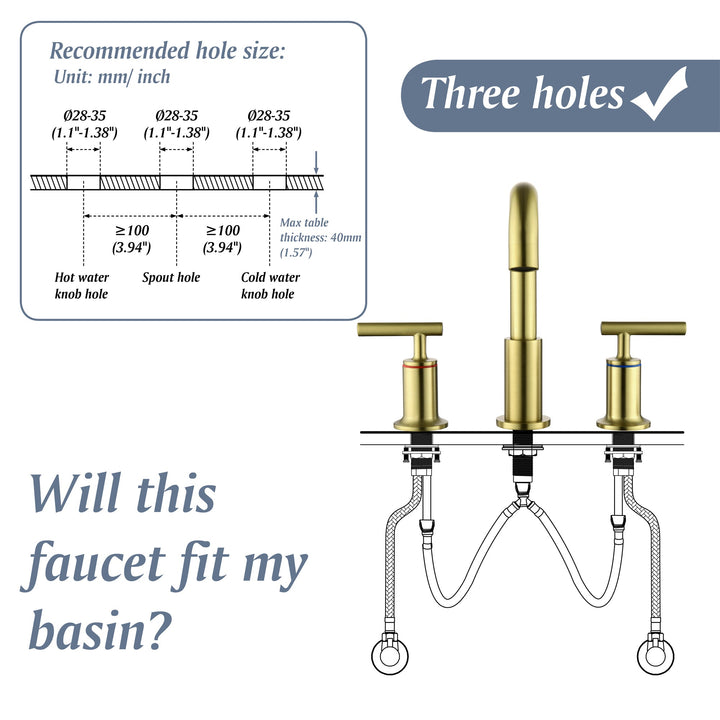 8 in. Brass Double Handle 3-Hole Widespread Bathroom Sink Faucet