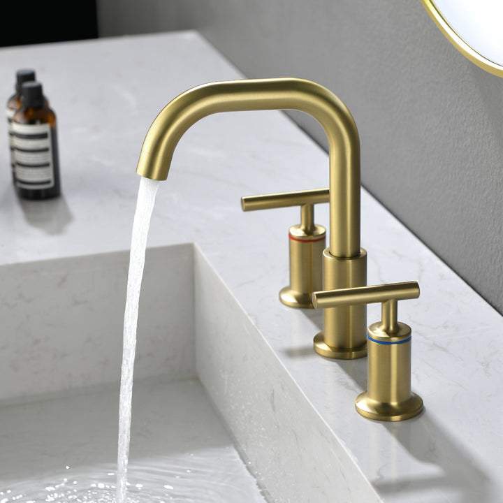 8 in. Brass Double Handle 3-Hole Widespread Bathroom Sink Faucet