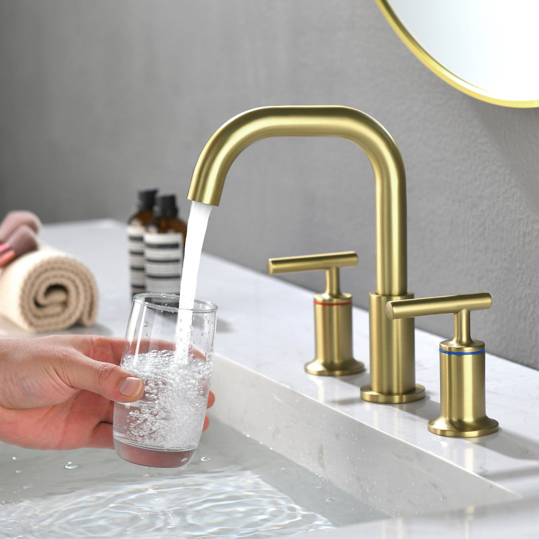 8 in. Brass Double Handle 3-Hole Widespread Bathroom Sink Faucet