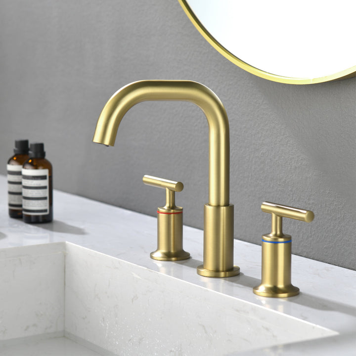 8 in. Brass Double Handle 3-Hole Widespread Bathroom Sink Faucet