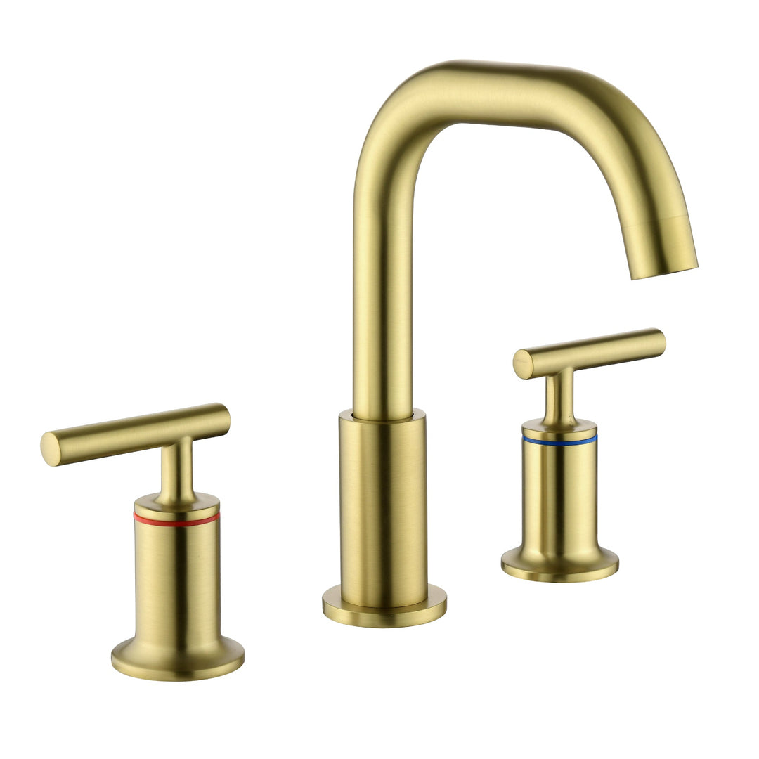 8 in. Brass Double Handle 3-Hole Widespread Bathroom Sink Faucet