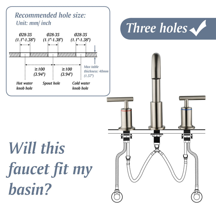 8 in. Brass Double Handle 3-Hole Widespread Bathroom Sink Faucet