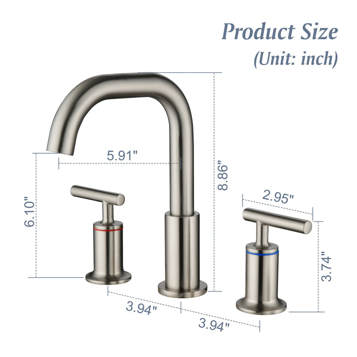 8 in. Brass Double Handle 3-Hole Widespread Bathroom Sink Faucet