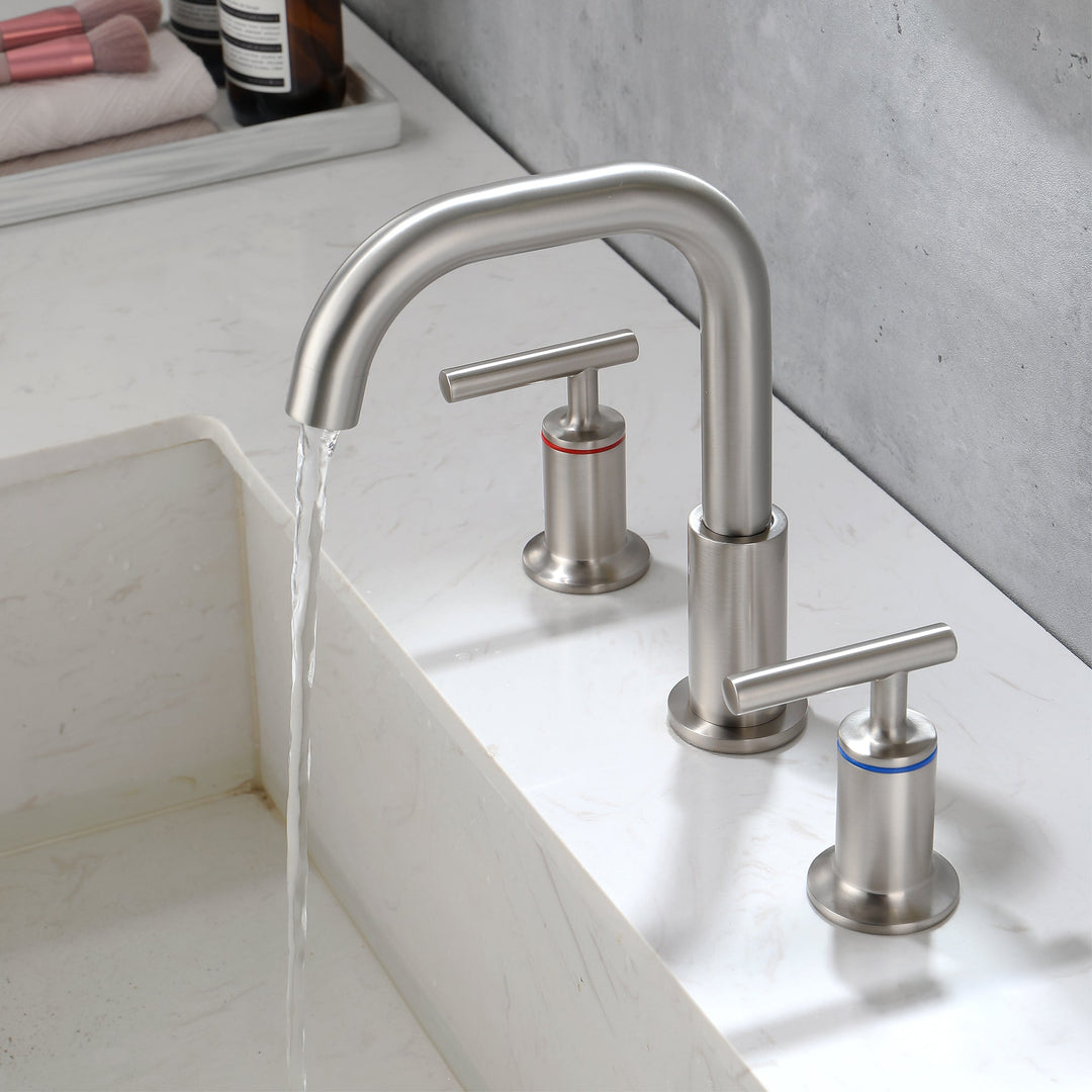 8 in. Brass Double Handle 3-Hole Widespread Bathroom Sink Faucet