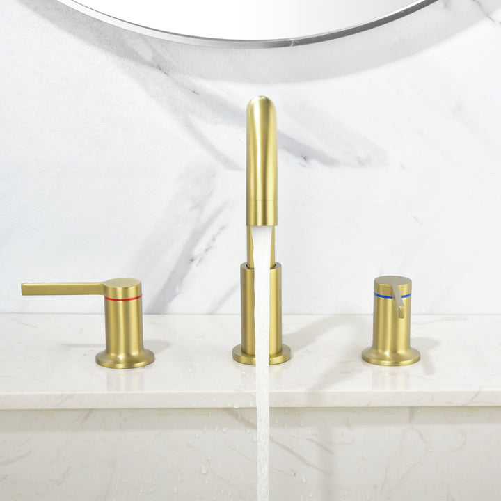 8 in. Widespread Double Handle 3 Hole Brass Bathroom Sink Faucet