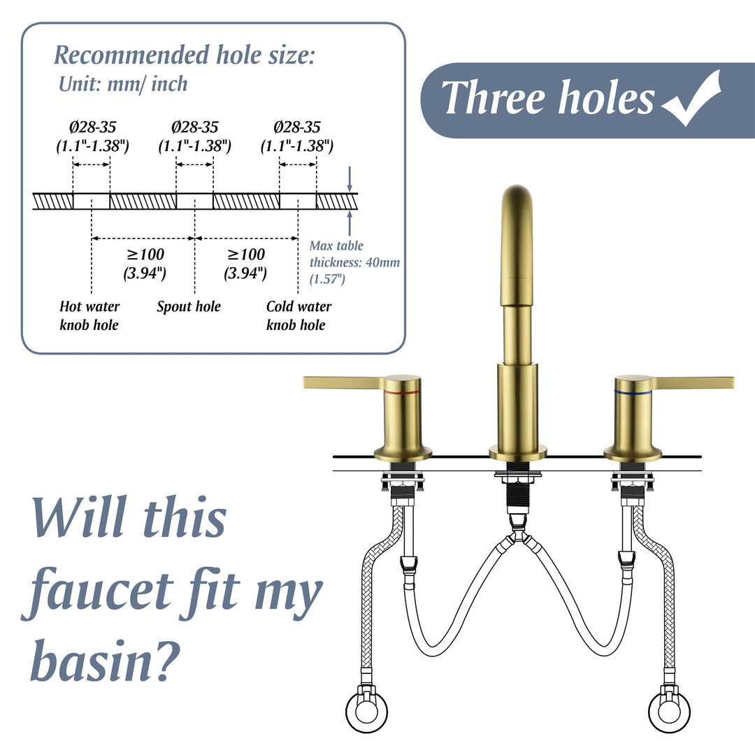 8 in. Widespread Double Handle 3 Hole Brass Bathroom Sink Faucet