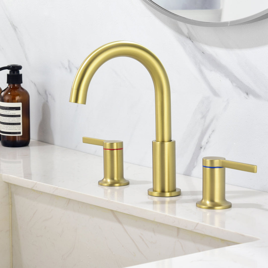 8 in. Widespread Double Handle 3 Hole Brass Bathroom Sink Faucet