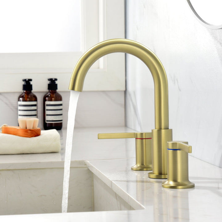 8 in. Widespread Double Handle 3 Hole Brass Bathroom Sink Faucet