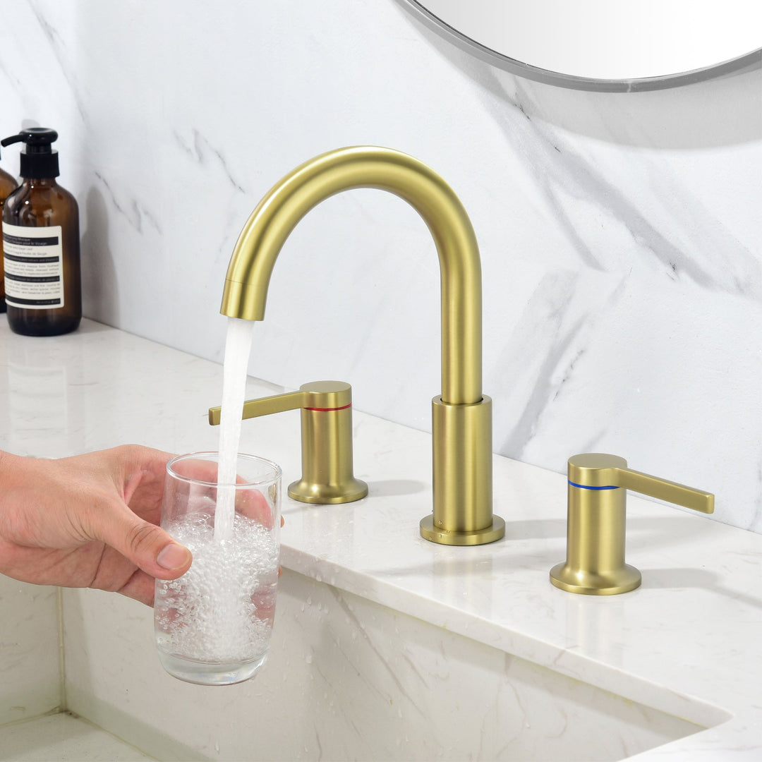 8 in. Widespread Double Handle 3 Hole Brass Bathroom Sink Faucet