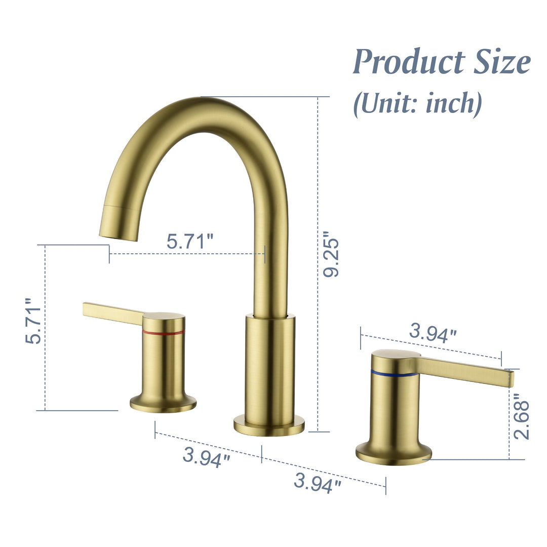 8 in. Widespread Double Handle 3 Hole Brass Bathroom Sink Faucet