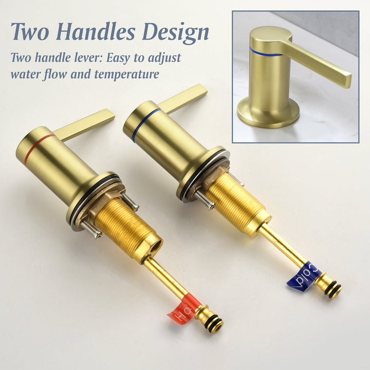 8 in. Widespread Double Handle 3 Hole Brass Bathroom Sink Faucet