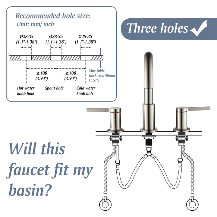 8 in. Widespread Double Handle 3 Hole Brass Bathroom Sink Faucet