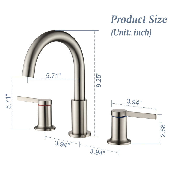 8 in. Widespread Double Handle 3 Hole Brass Bathroom Sink Faucet