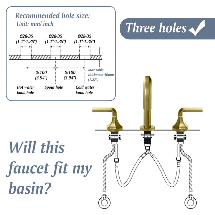 8 in. Widespread Double Handle 3 Hole Hexagon Brass Bathroom Sink Faucet