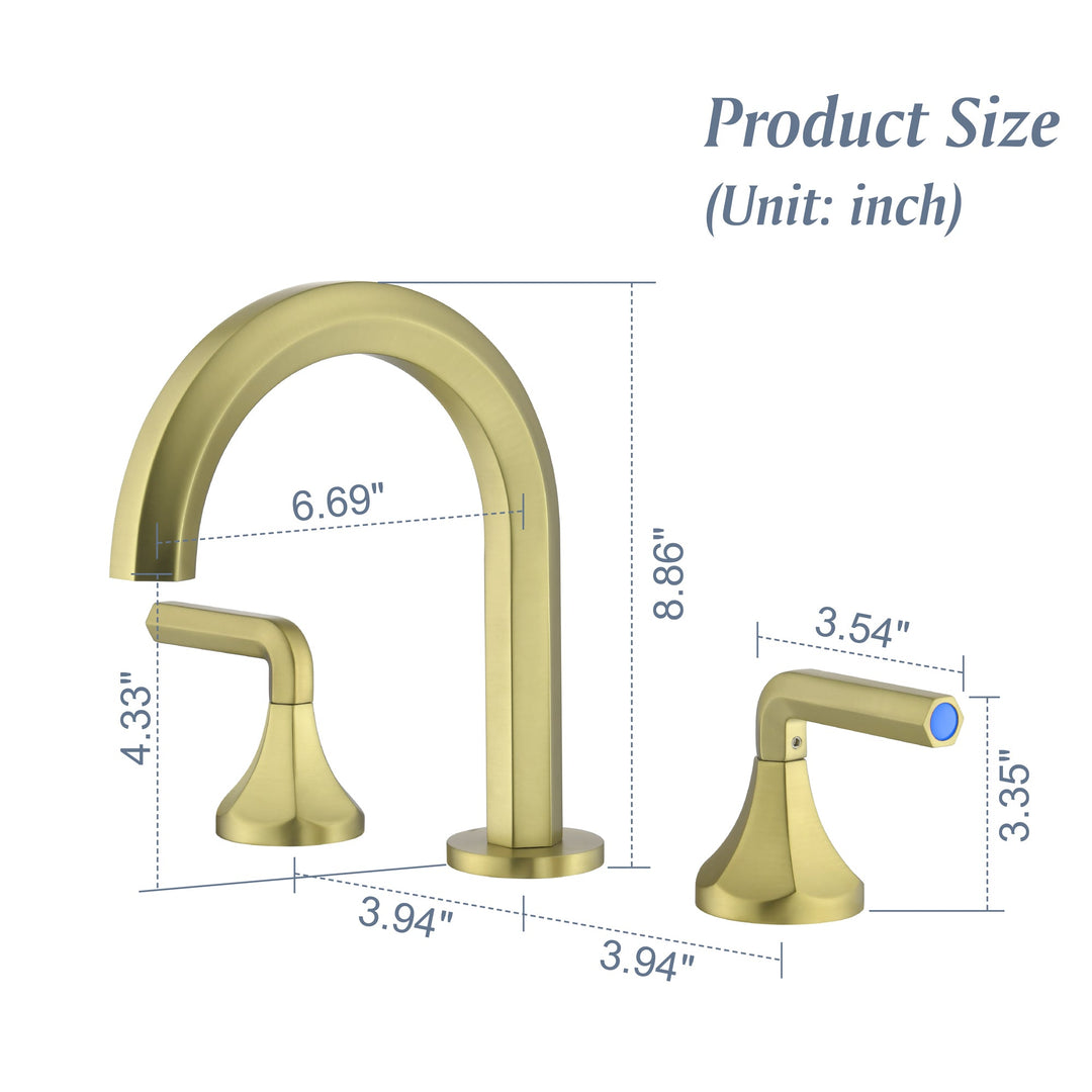 8 in. Widespread Double Handle 3 Hole Hexagon Brass Bathroom Sink Faucet