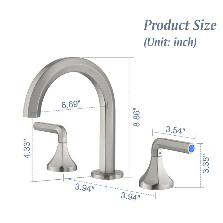 8 in. Widespread Double Handle 3 Hole Hexagon Brass Bathroom Sink Faucet