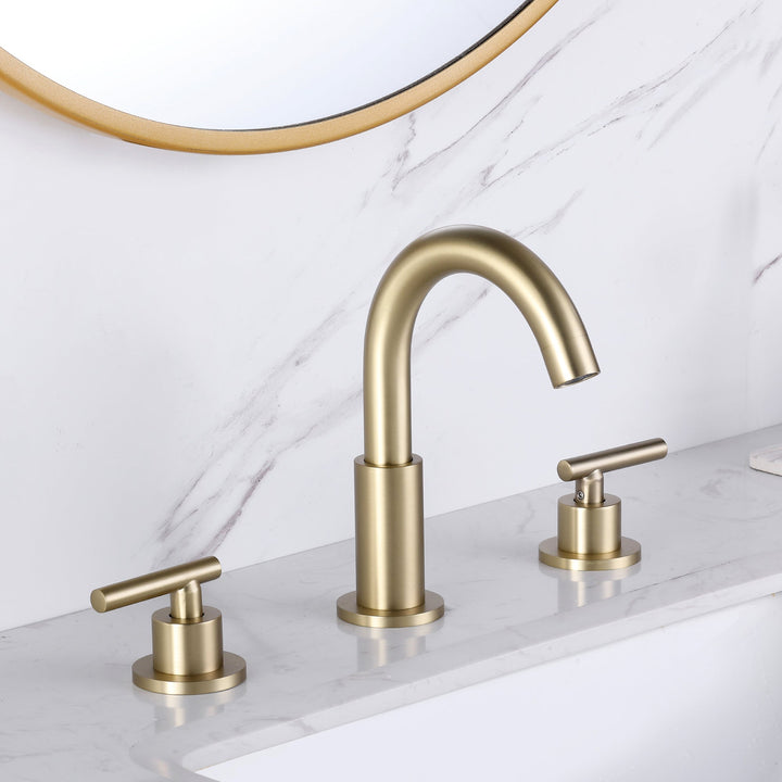8 in. Widespread Double Handle Brass Bathroom Faucet with 360-Degree Rotation