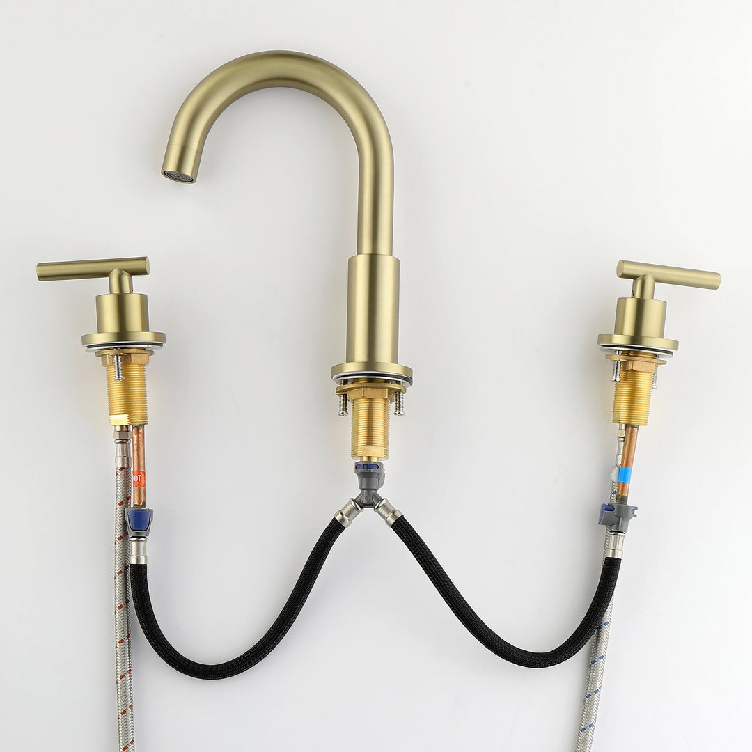 8 in. Widespread Double Handle Brass Bathroom Faucet with 360-Degree Rotation