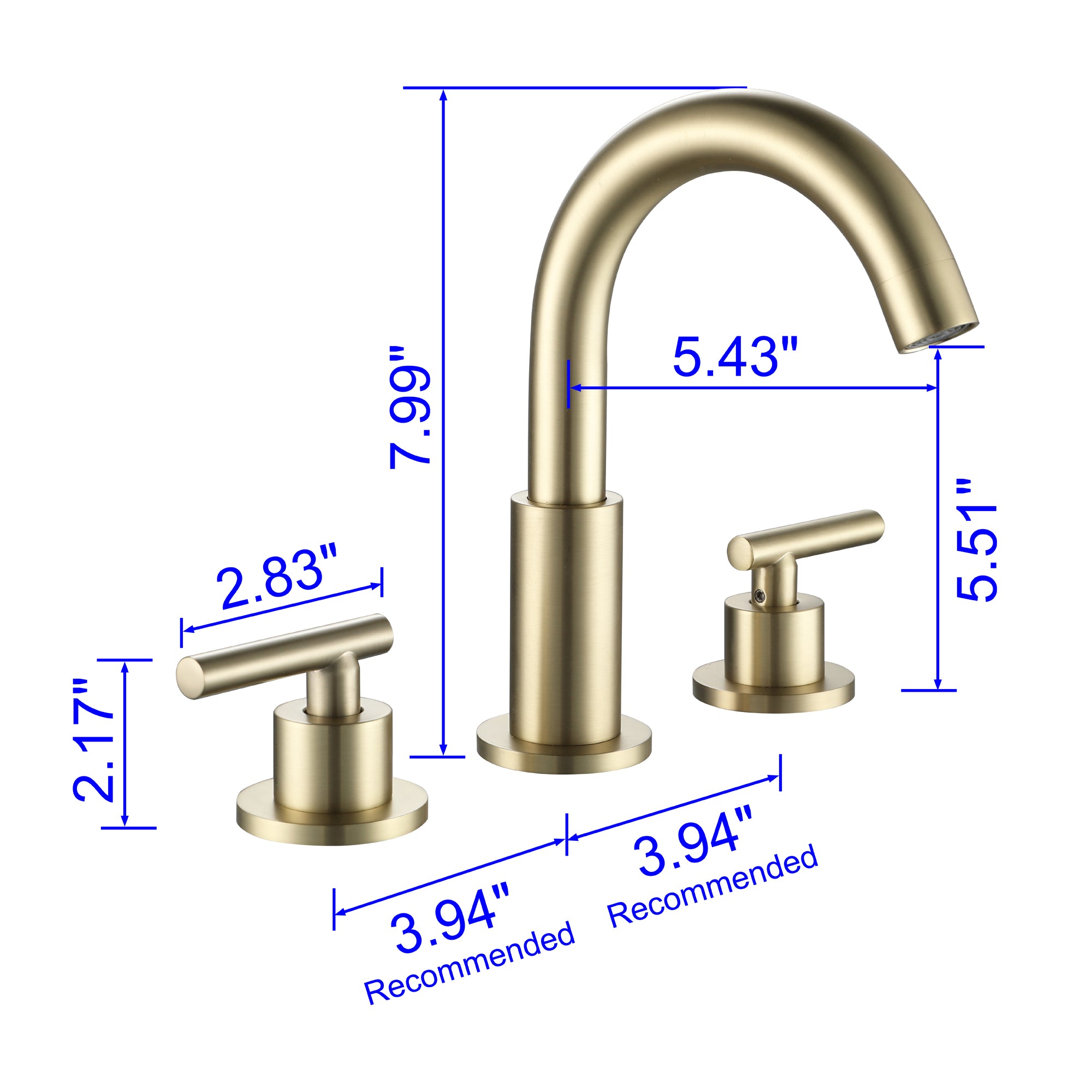 8 in. Widespread Double Handle Brass Bathroom Faucet with 360-Degree Rotation