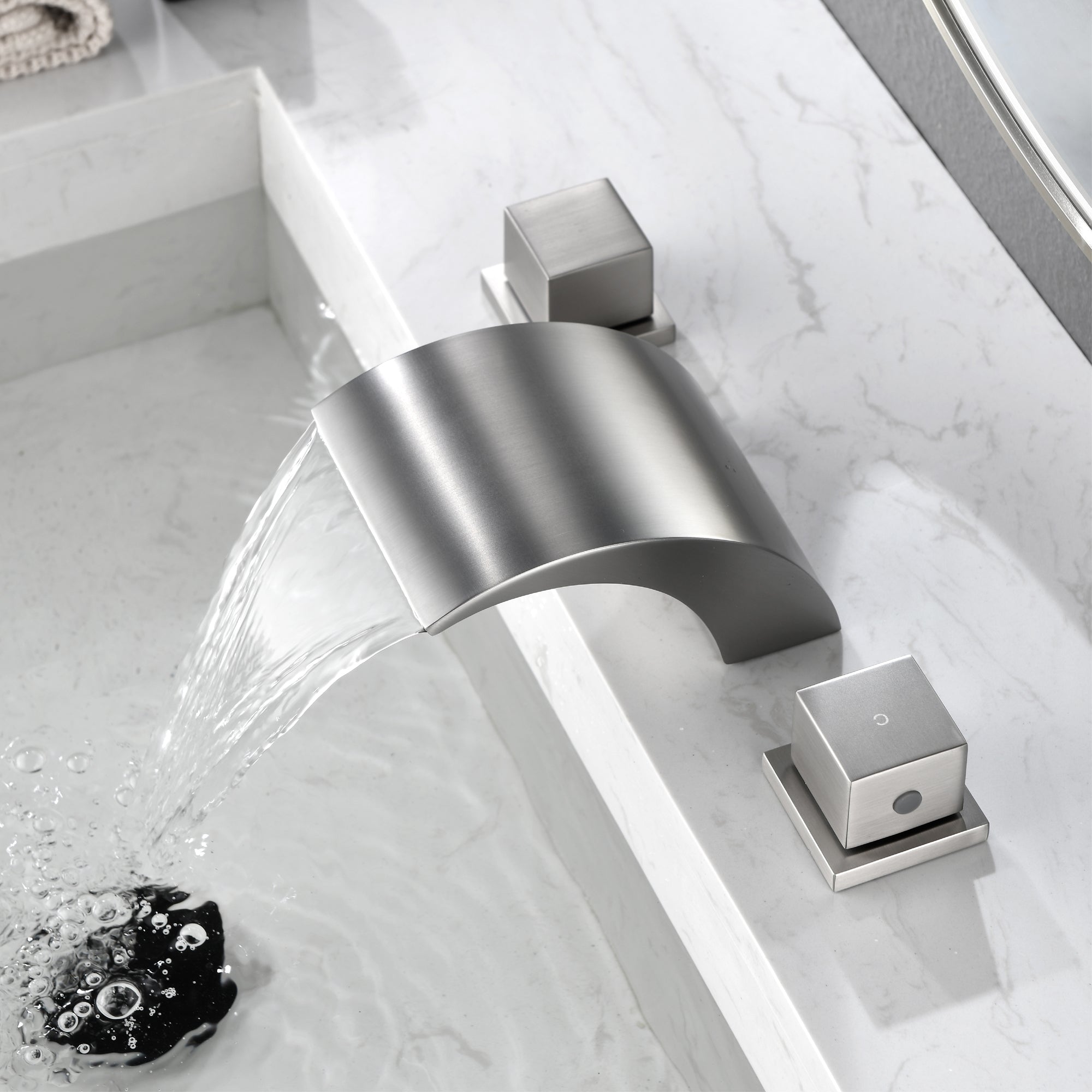 8 in. Widespread Double Handles Spout Waterfall Bathroom Faucet
