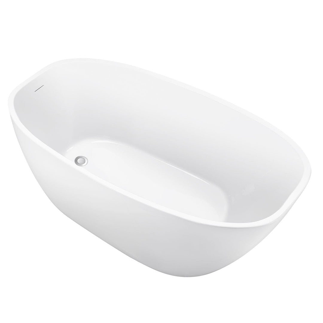 59" White Acrylic Freestanding Soaking Bathtub