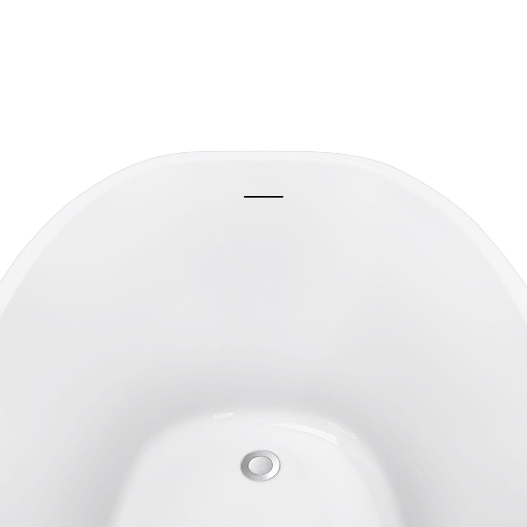 59" White Acrylic Freestanding Soaking Bathtub