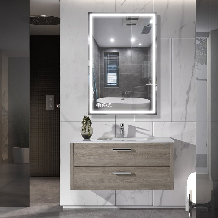 24 in. W x 36 in. H Frameless LED Single Bathroom Vanity Mirror in Polished Crystal