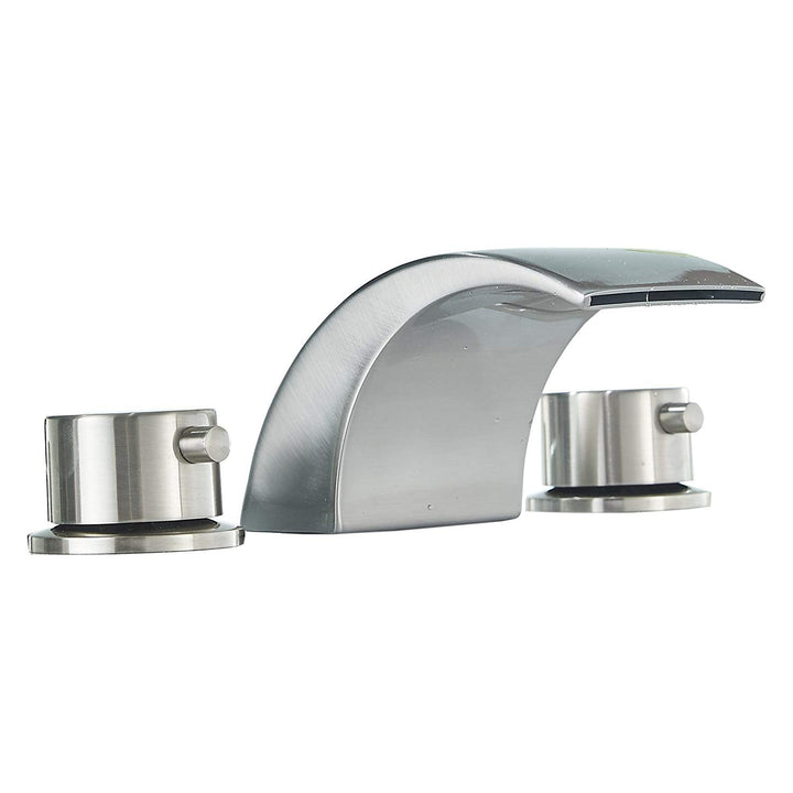 8 in. Widespread Double Handle Bathroom Waterfall Faucet with Pop-Up Drain and Supply Lines