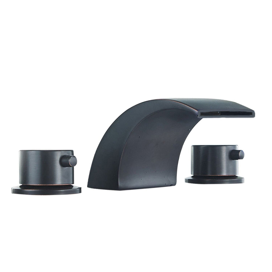 8 in. Widespread Double Handle Bathroom Waterfall Faucet with Pop-Up Drain and Supply Lines