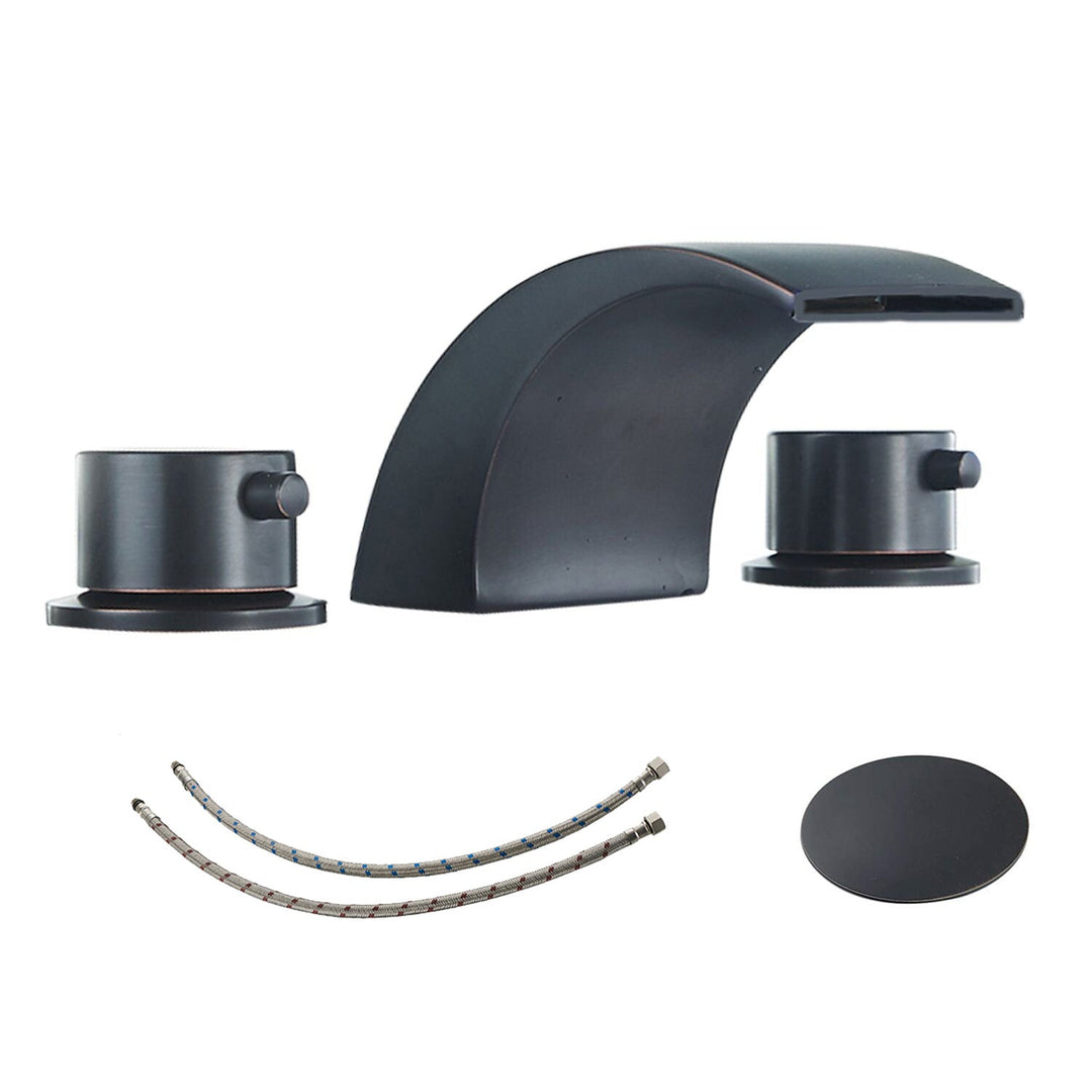 8 in. Widespread Double Handle Bathroom Waterfall Faucet with Pop-Up Drain and Supply Lines