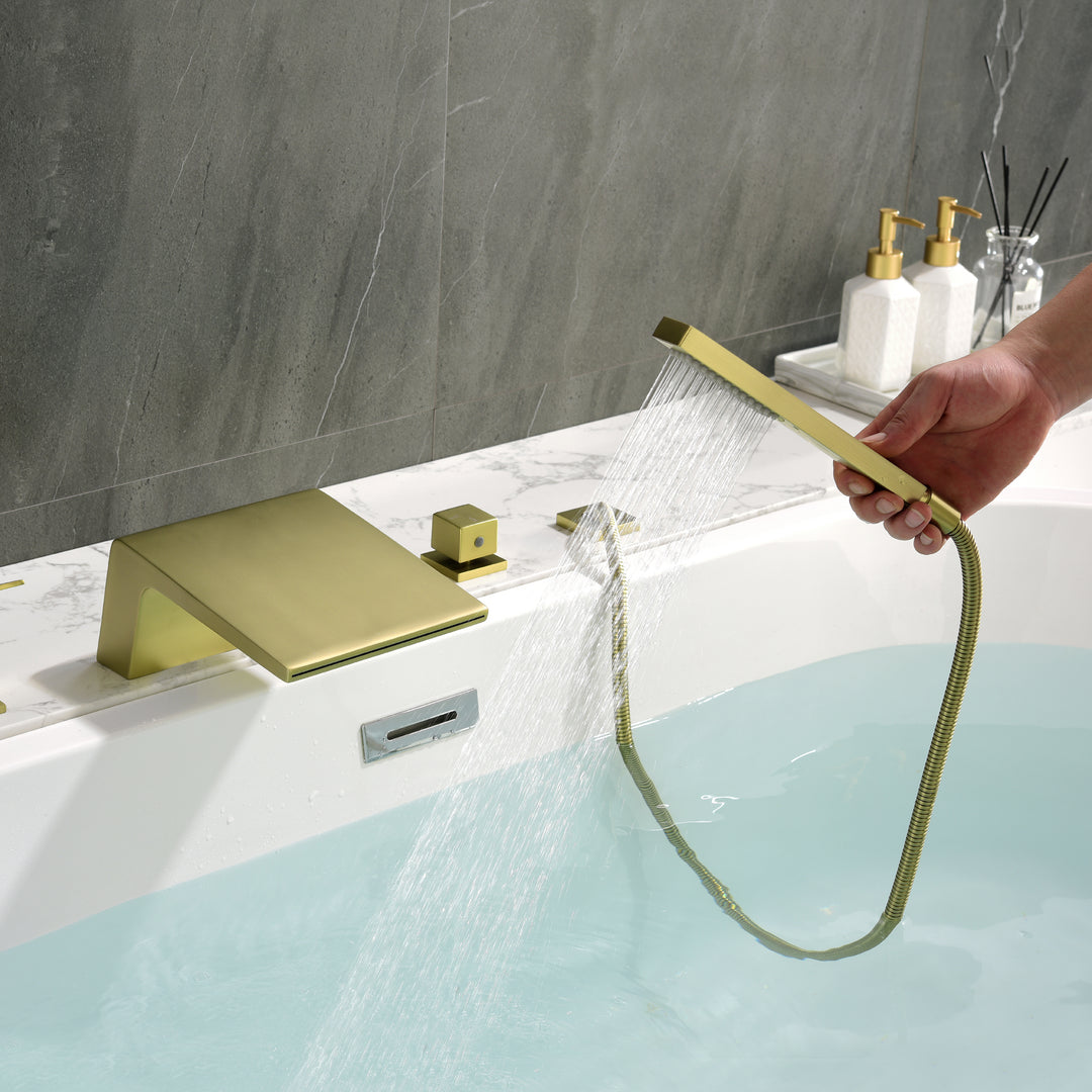 Deck Mounted Roman Tub Faucet with Handshower