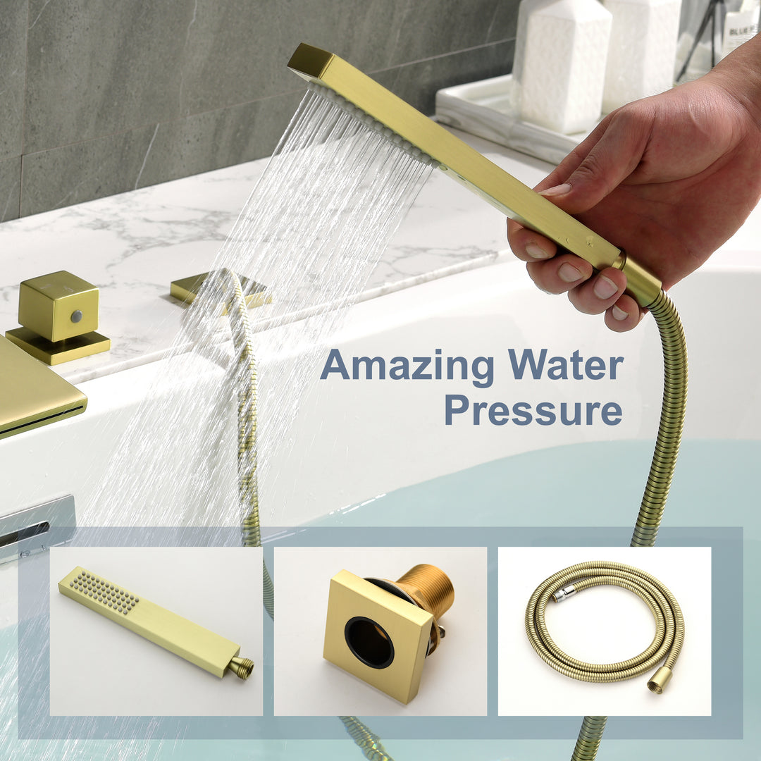 Deck Mounted Roman Tub Faucet with Handshower