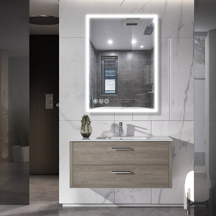 24 in. W x 36 in. H Frameless LED Single Bathroom Vanity Mirror in Polished Crystal