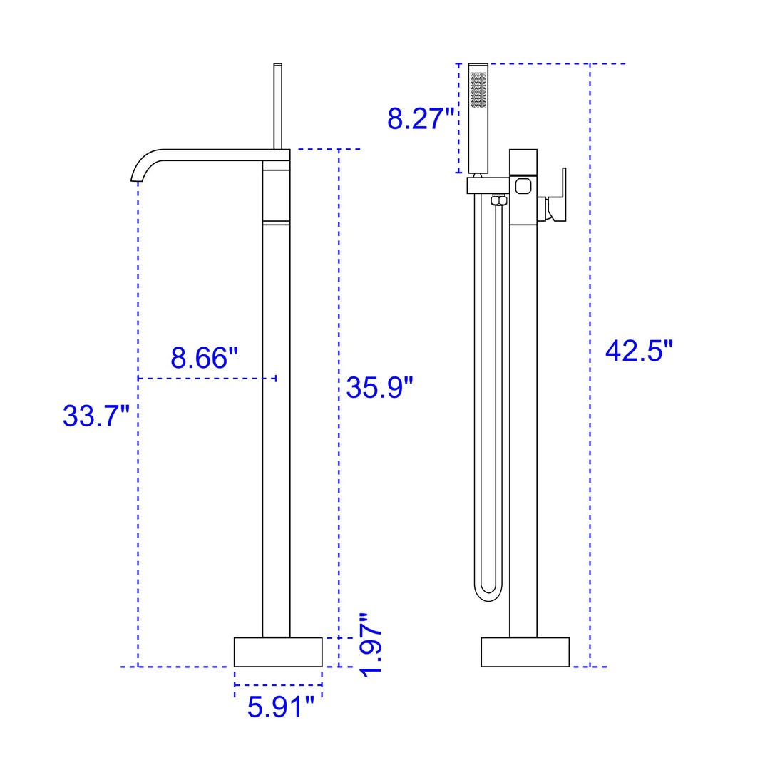 Single Handle Freestanding Tub Faucet Bathtub Filler with Hand Shower