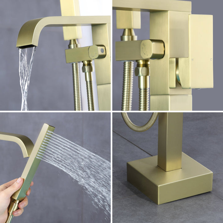 Single Handle Freestanding Tub Faucet Bathtub Filler with Hand Shower