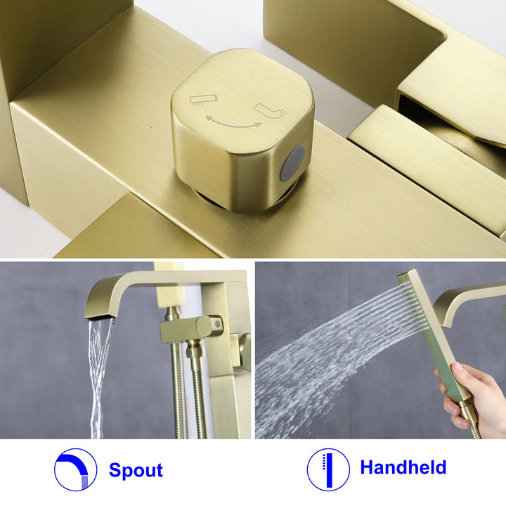 Single Handle Freestanding Tub Faucet Bathtub Filler with Hand Shower