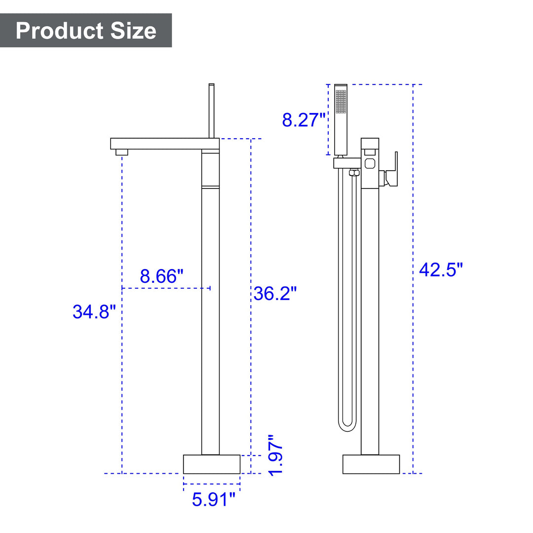 Single Handle Floor Mount Freestanding Tub Faucet with Hand Shower