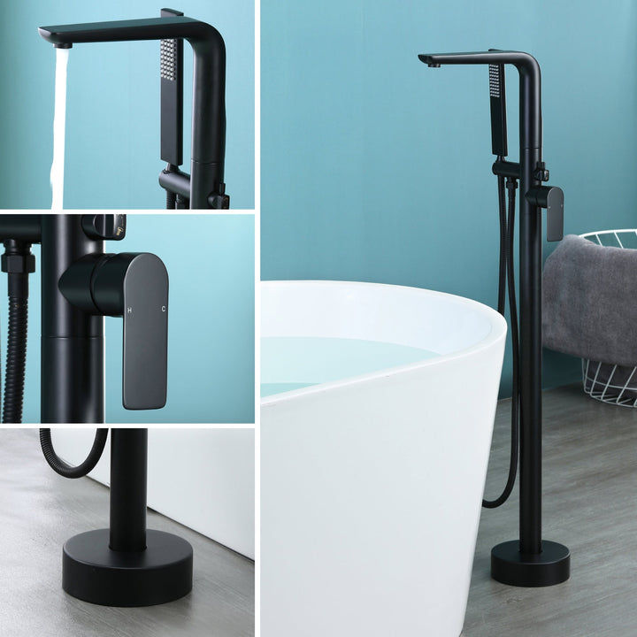 Rotatable Single Handle Freestanding Bathtub Mounted Faucet with Hand Shower