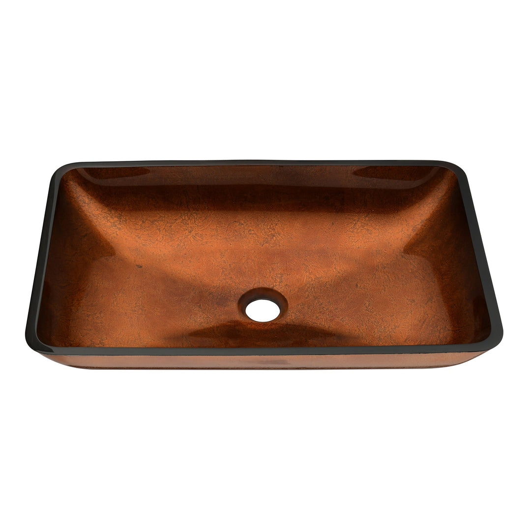 22.5in L -L -14.5in W -10.5in H Handmade Glass Rectangle Vessel Bathroom Sink Set in Rich Chocolate Brown