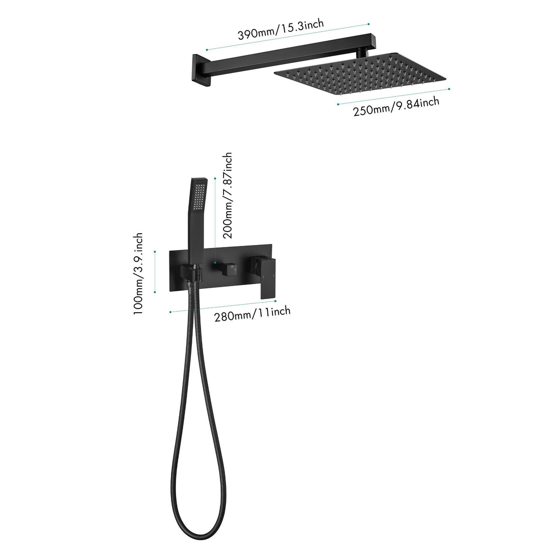 10 Inch Rainfall Shower Head with Handheld Sprayer